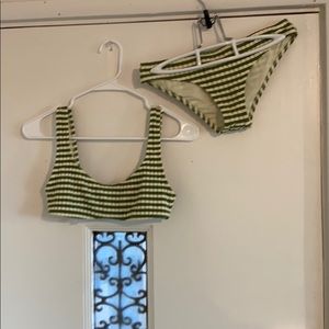 Solid and striped bikini set